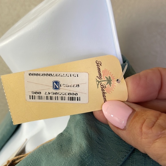 NWT Tommy Bahama sleeveless shirt, Monaco, palms, Tie top, color-ocean  size L - Picture 6 of 11